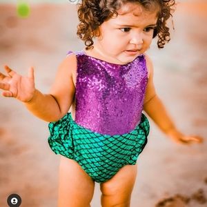 Baby Girl Mermaid Romper Sequin Outfit 12-18 Month